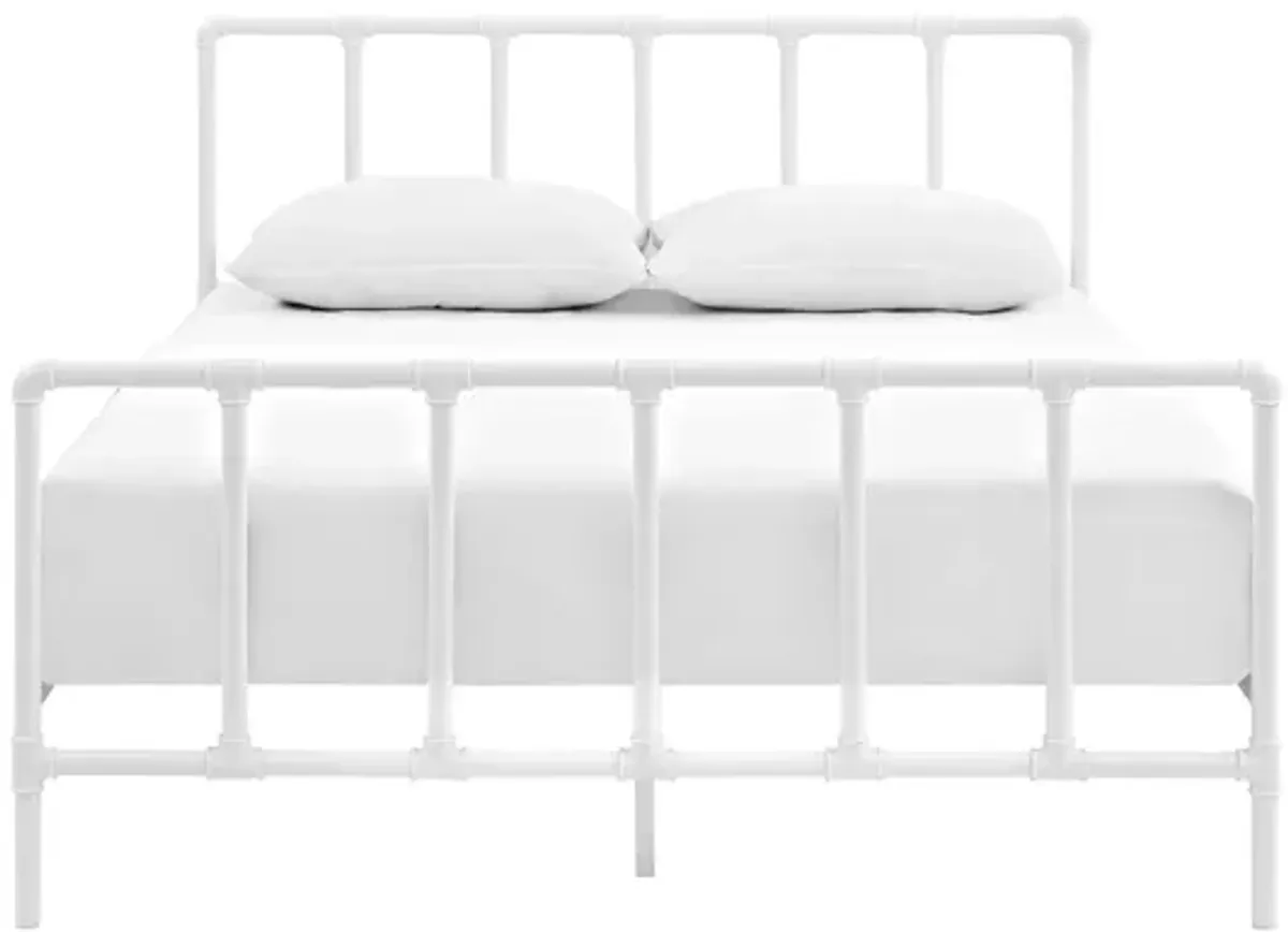 Dower Queen Stainless Steel Bed in White