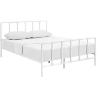 Dower Queen Stainless Steel Bed in White