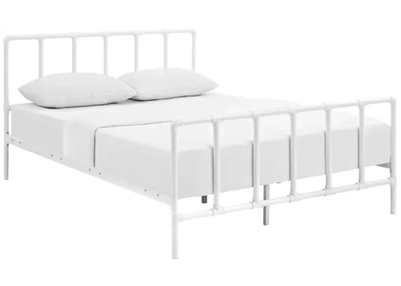 Dower Queen Stainless Steel Bed in White