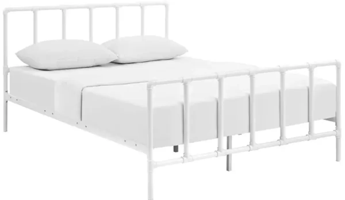 Dower Queen Stainless Steel Bed in White