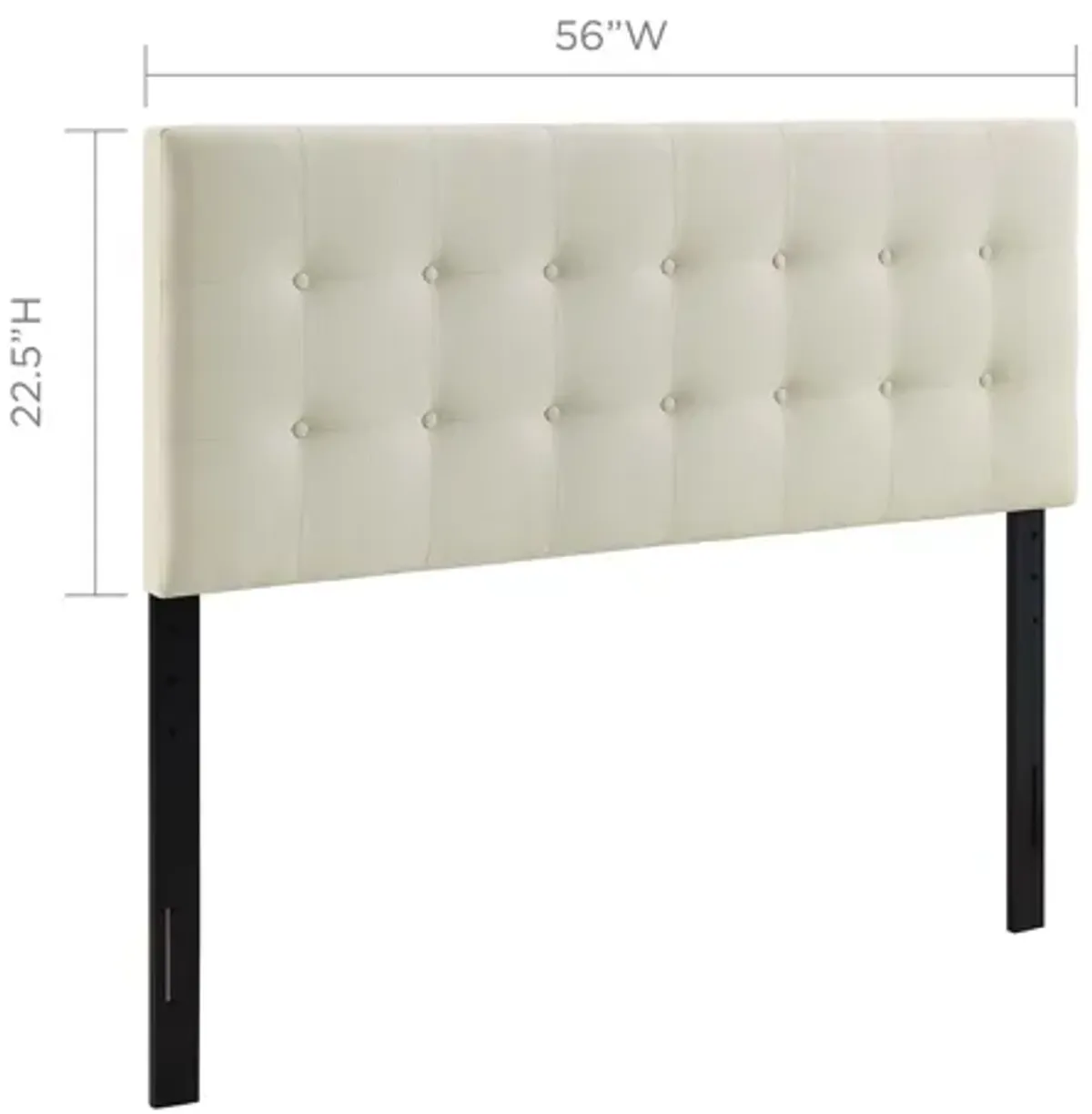 Emily Full Upholstered Fabric Headboard in Ivory