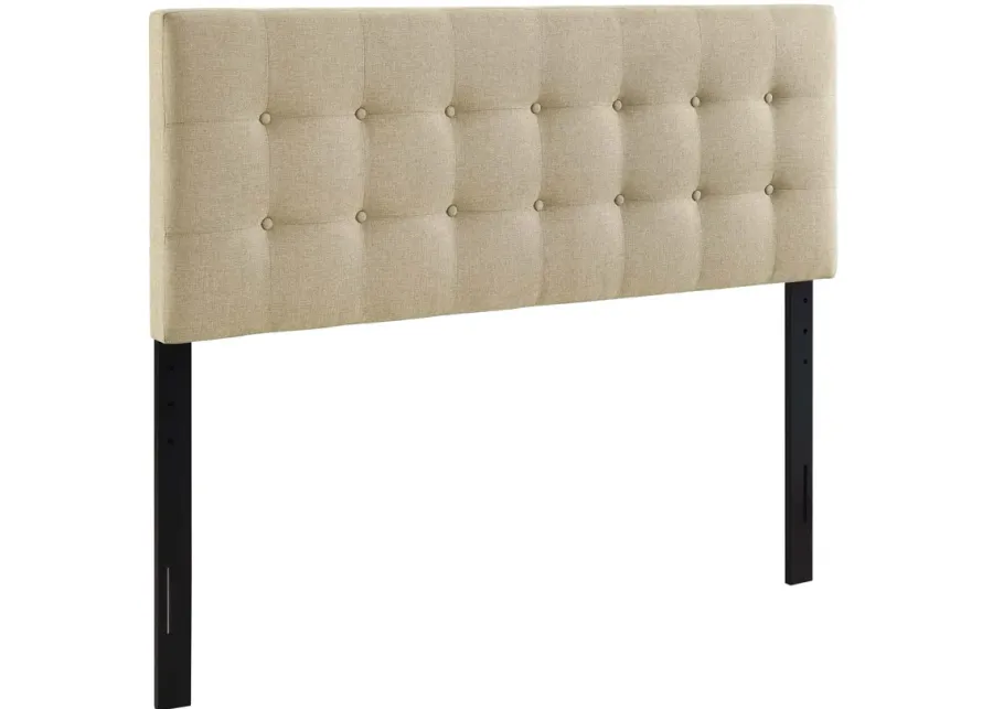 Emily King Upholstered Fabric Headboard in Beige