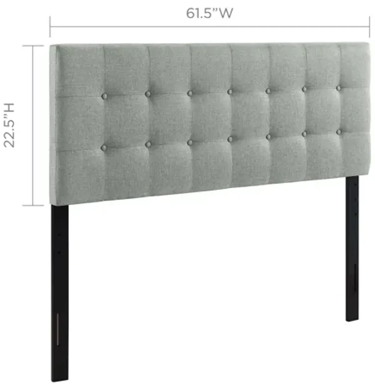 Emily Queen Upholstered Fabric Headboard in Grey