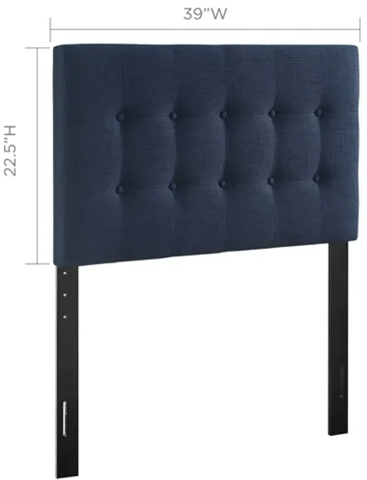 Emily Twin Upholstered Fabric Headboard in Navy