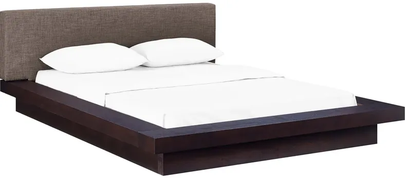 Freja Queen Fabric Platform Bed in Cappuccino Brown