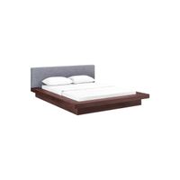 Freja Queen Fabric Platform Bed in Walnut Grey