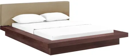 Freja Queen Fabric Platform Bed in Walnut Latte