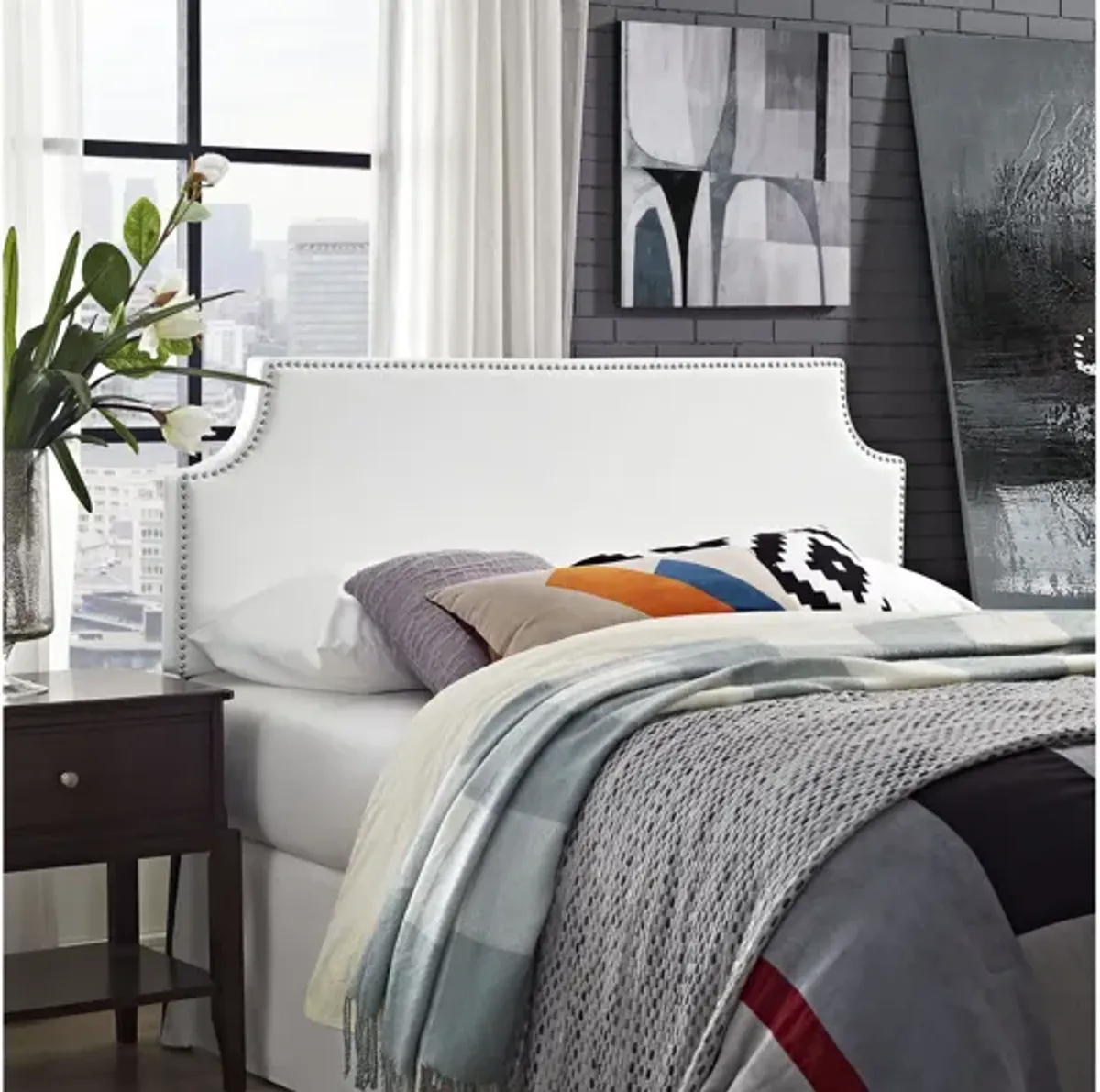 Laura King Upholstered Headboard in White