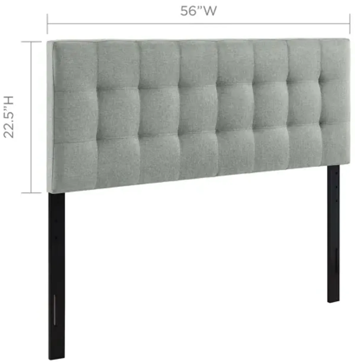 Lily Full Upholstered Fabric Headboard in Grey