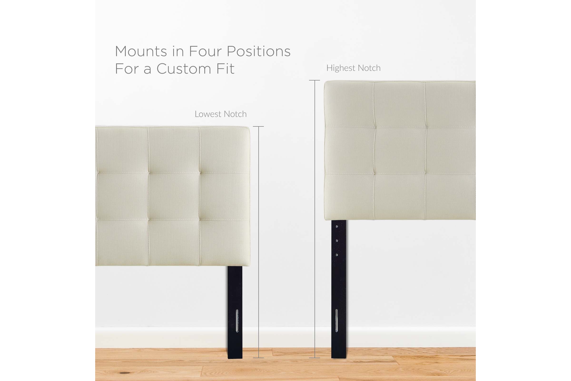 Lily Full Upholstered Fabric Headboard in Ivory