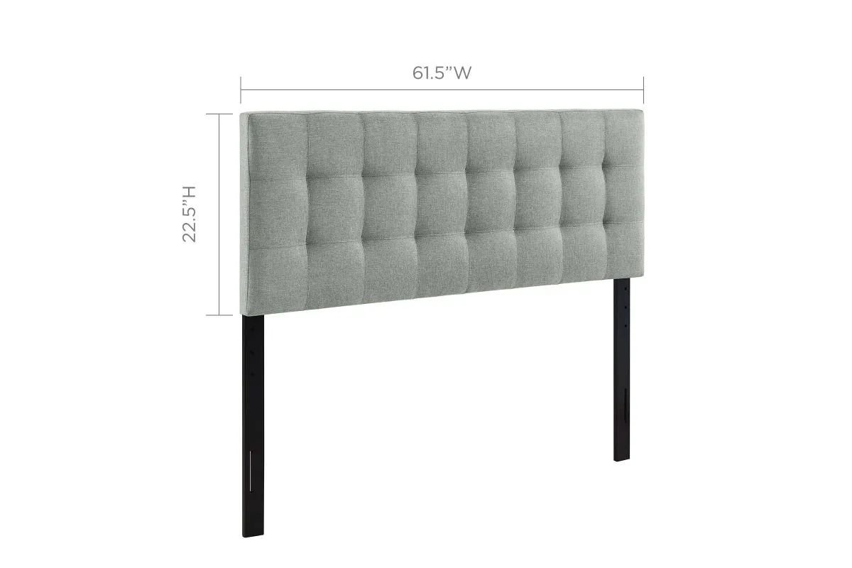 Lily Queen Upholstered Fabric Headboard in Grey