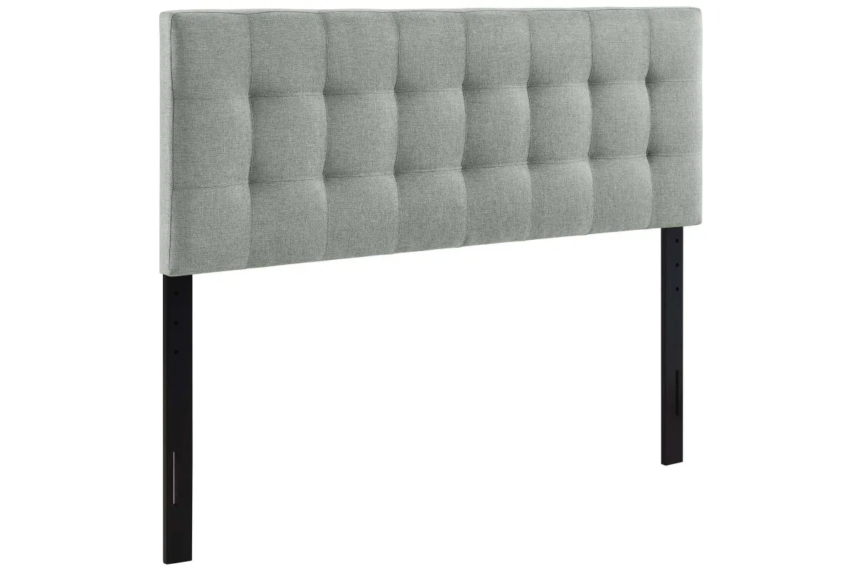 Lily Queen Upholstered Fabric Headboard in Grey