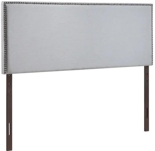 Region Full Nailhead Upholstered Headboard in Sky Grey