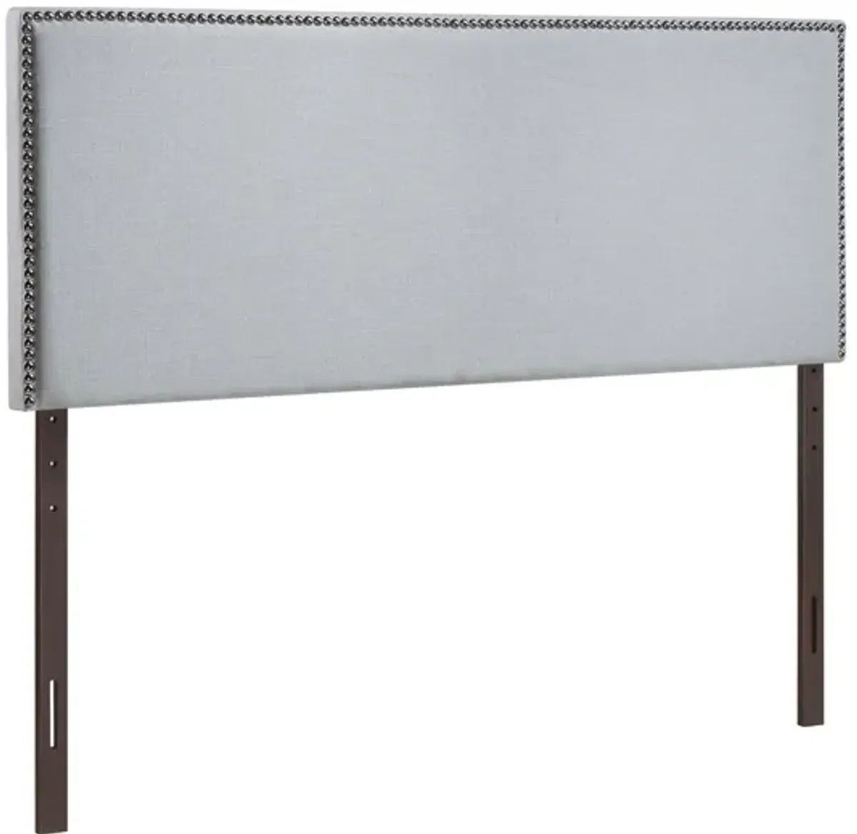 Region Queen Nailhead Upholstered Headboard in Sky Grey