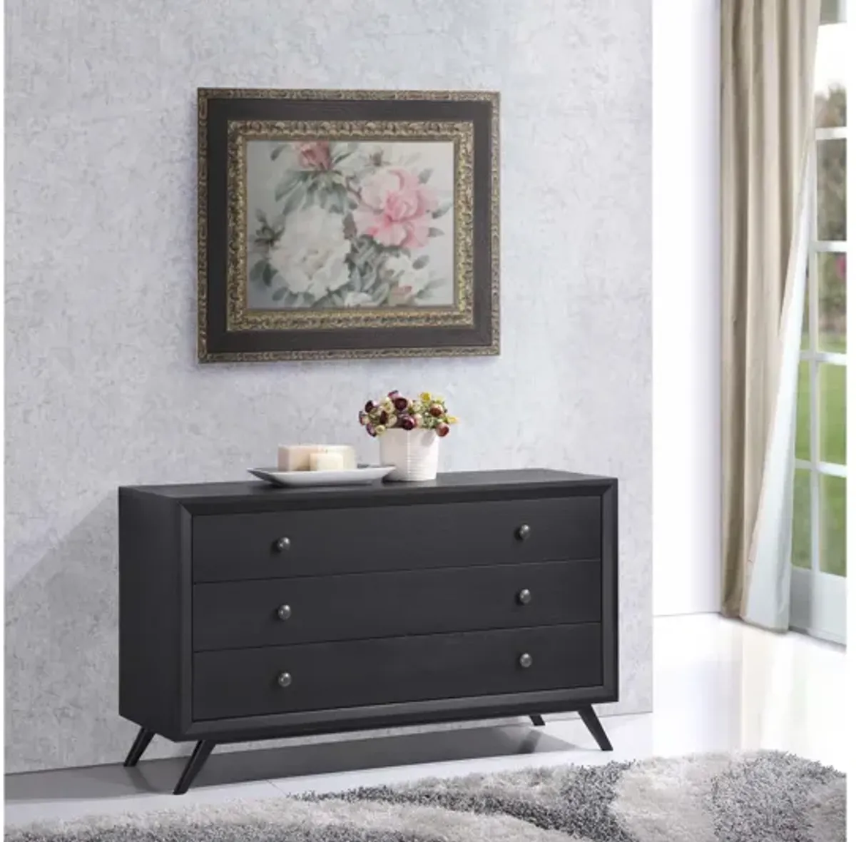 Tracy Wood Dresser in Black