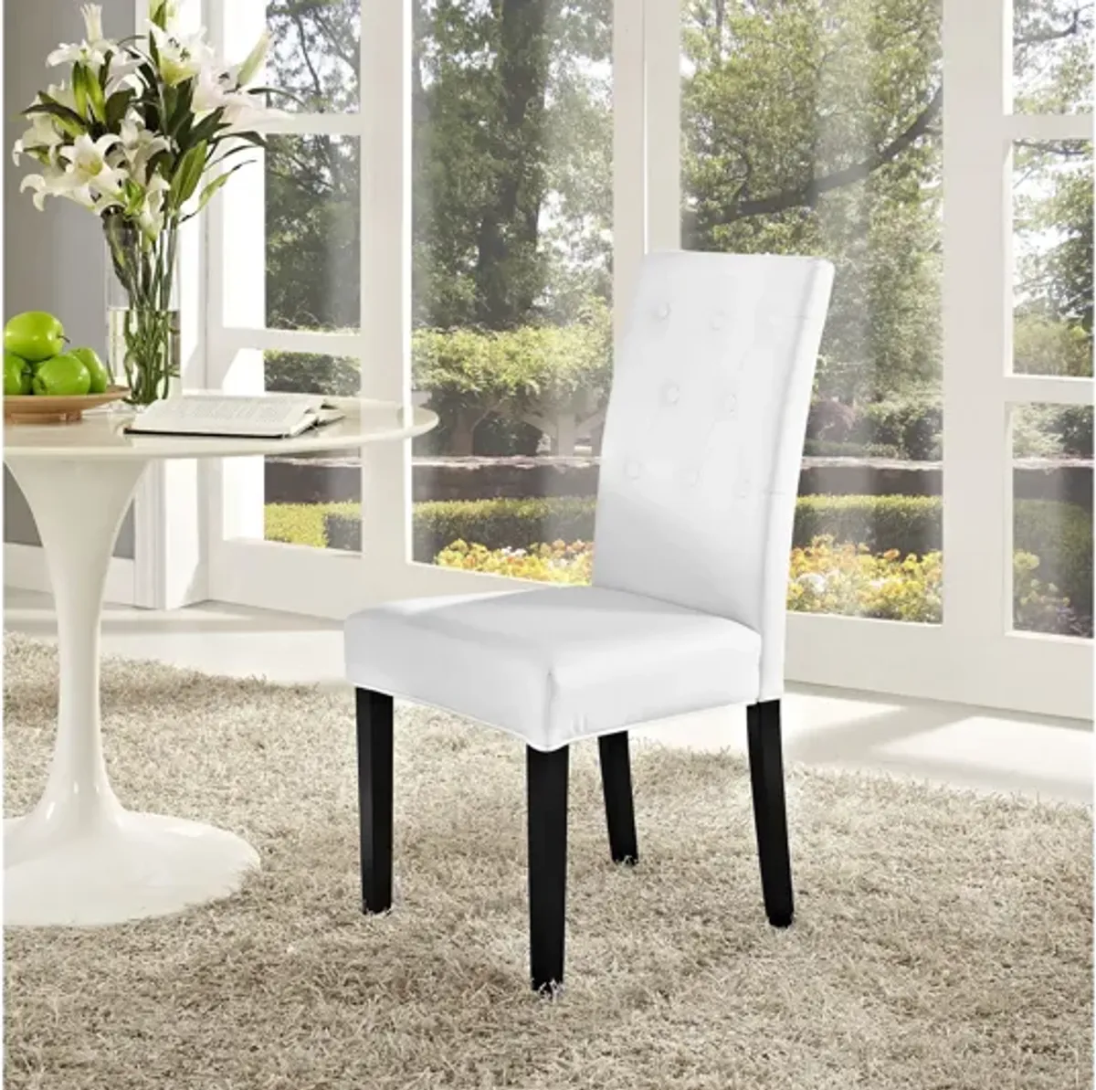 Confer Dining Vinyl Side Chair in White