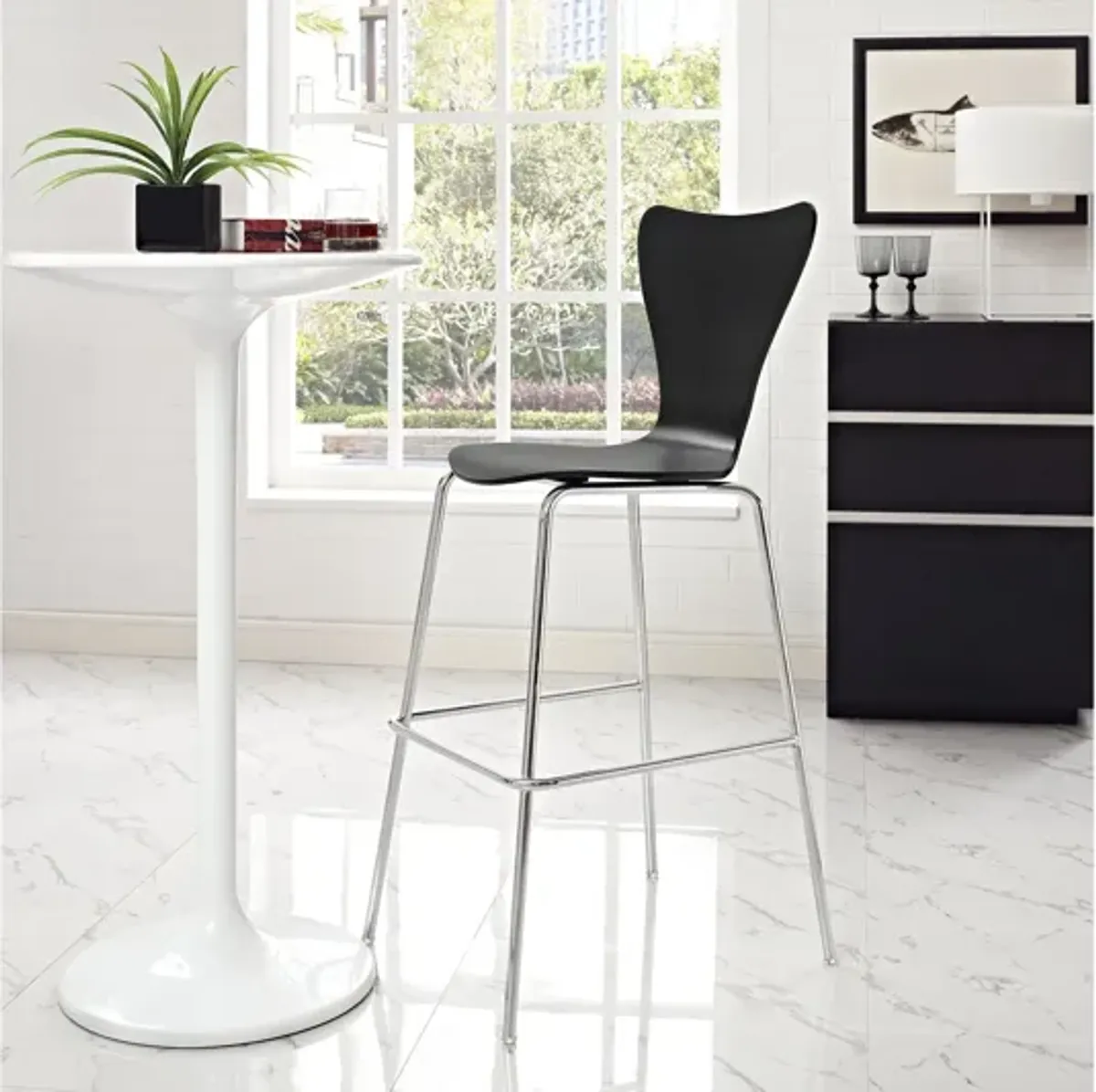 Ernie Wood Bar Stool in Black