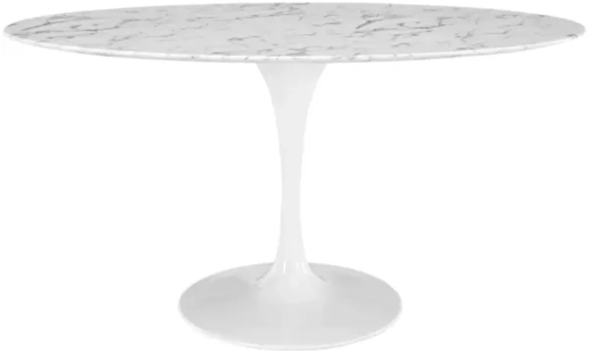 Lippa 60" Oval Artificial Marble Dining Table