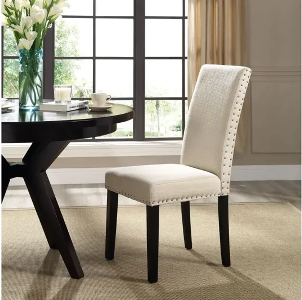 Parcel Dining Fabric Side Chair in Beige