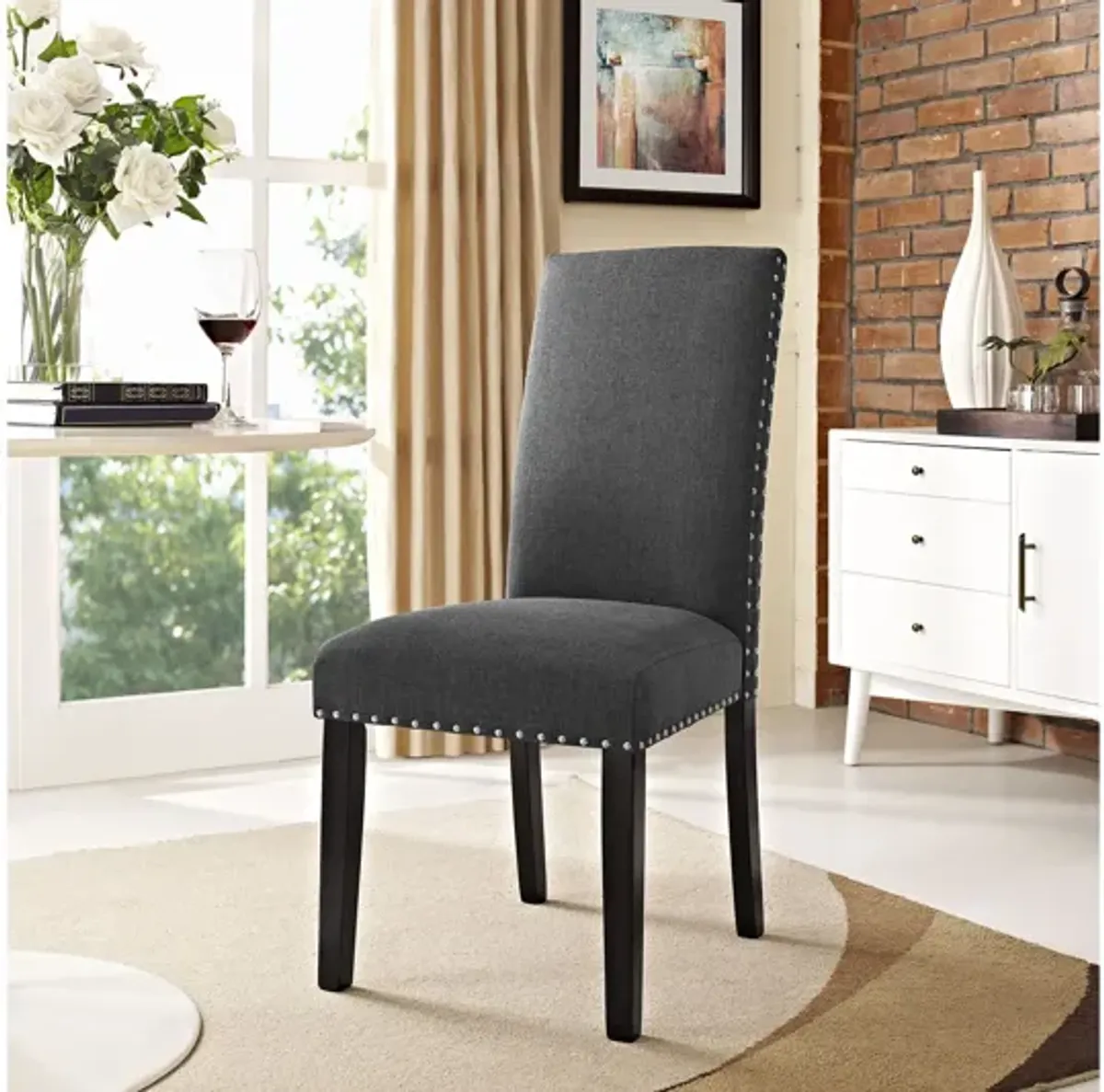 Parcel Dining Fabric Side Chair in Gray