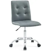 Prim Armless Mid Back Office Chair in Grey