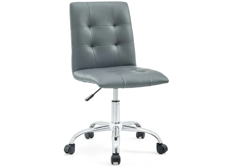 Prim Armless Mid Back Office Chair in Grey