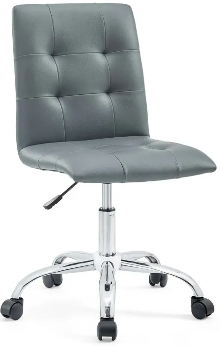 Prim Armless Mid Back Office Chair in Grey