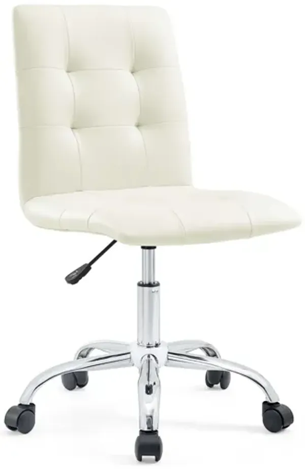 Prim Armless Mid Back Office Chair in White