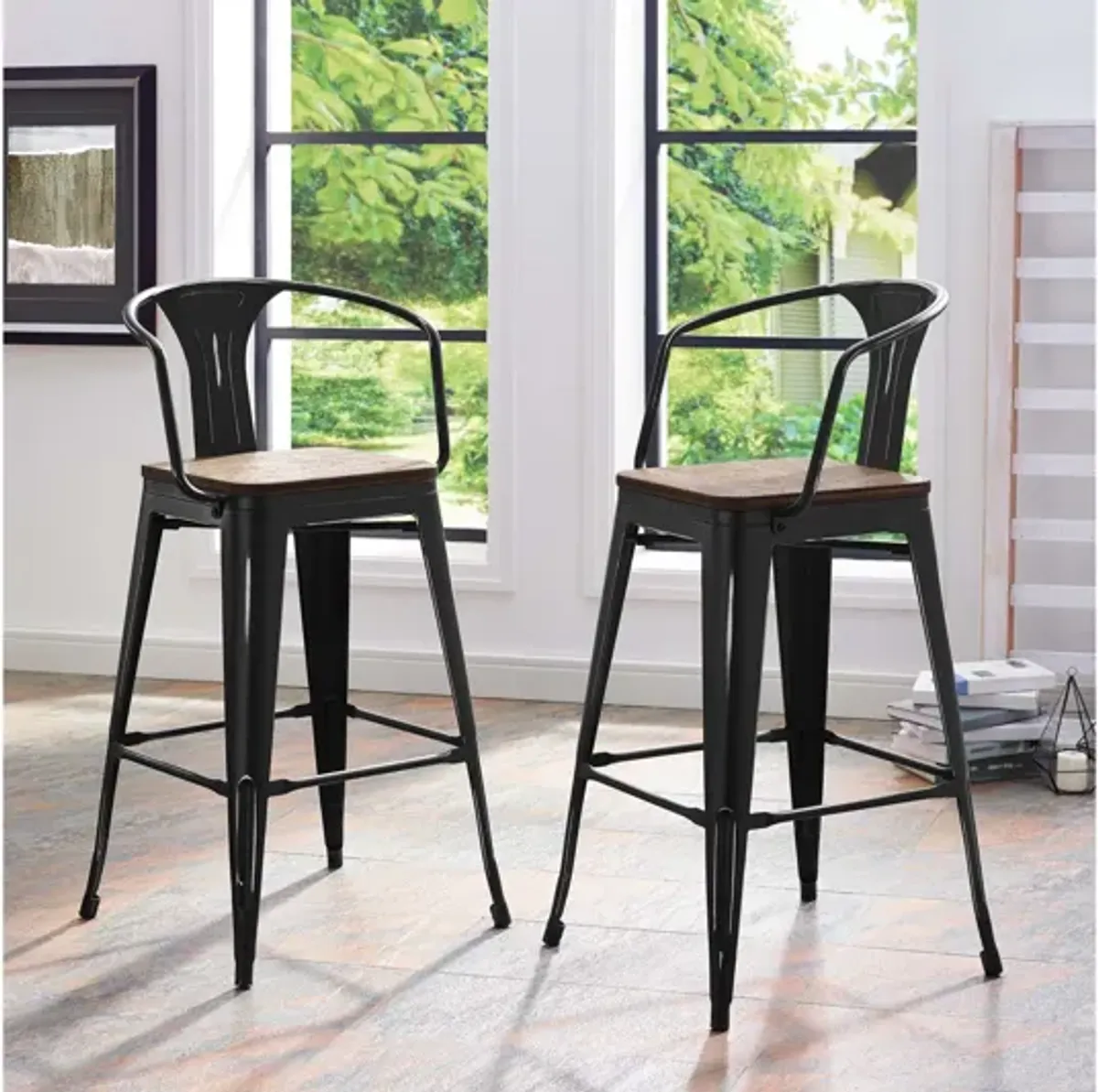 Promenade Low Back Bar Stool in Black