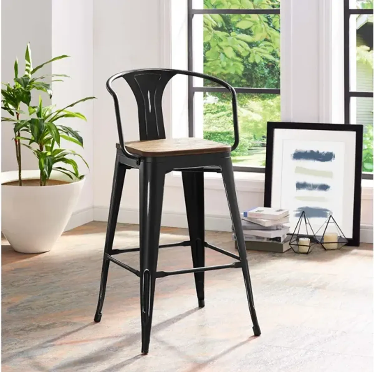 Promenade Low Back Bar Stool in Black