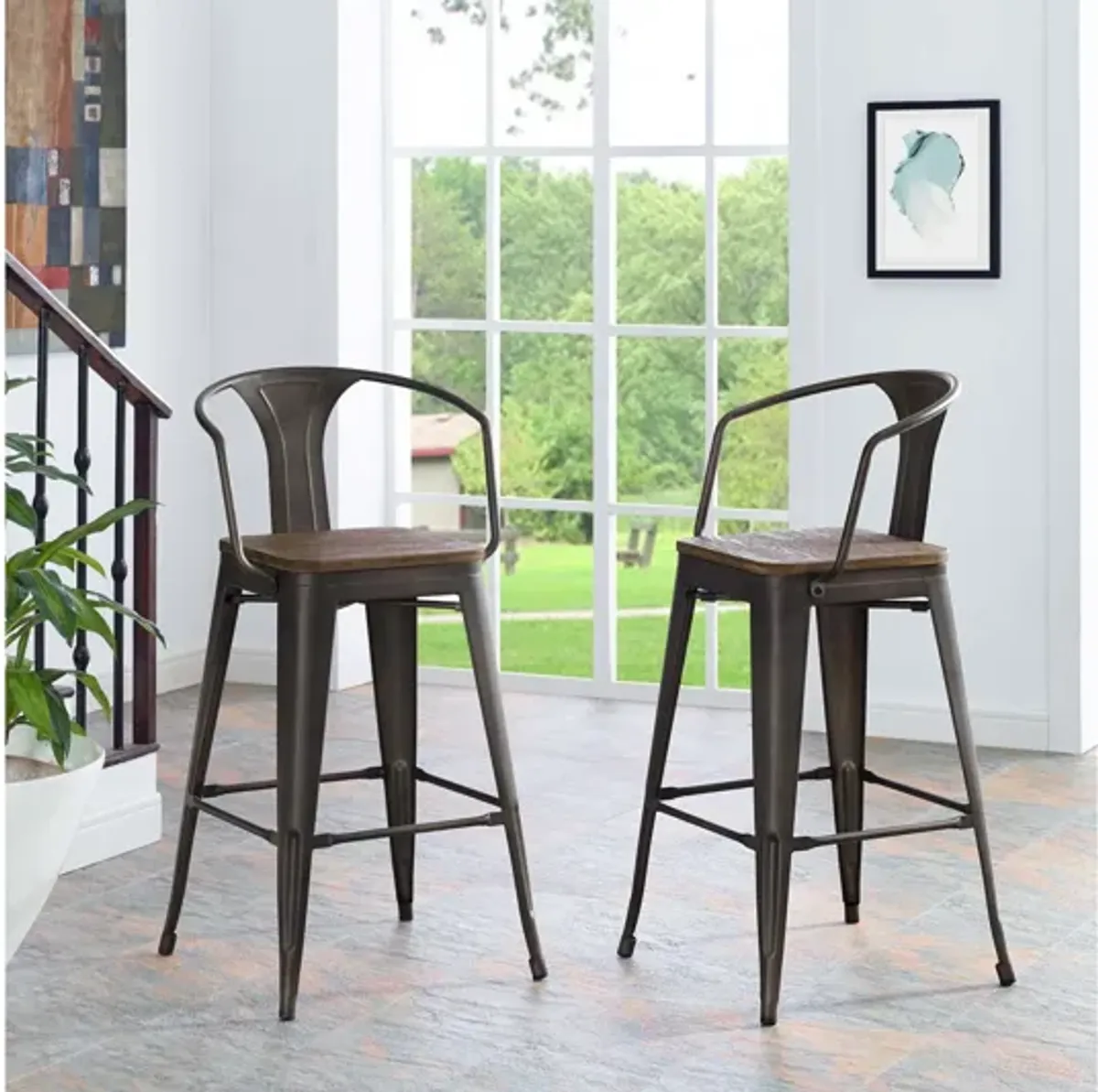 Promenade Low Back Bar Stool in Brown