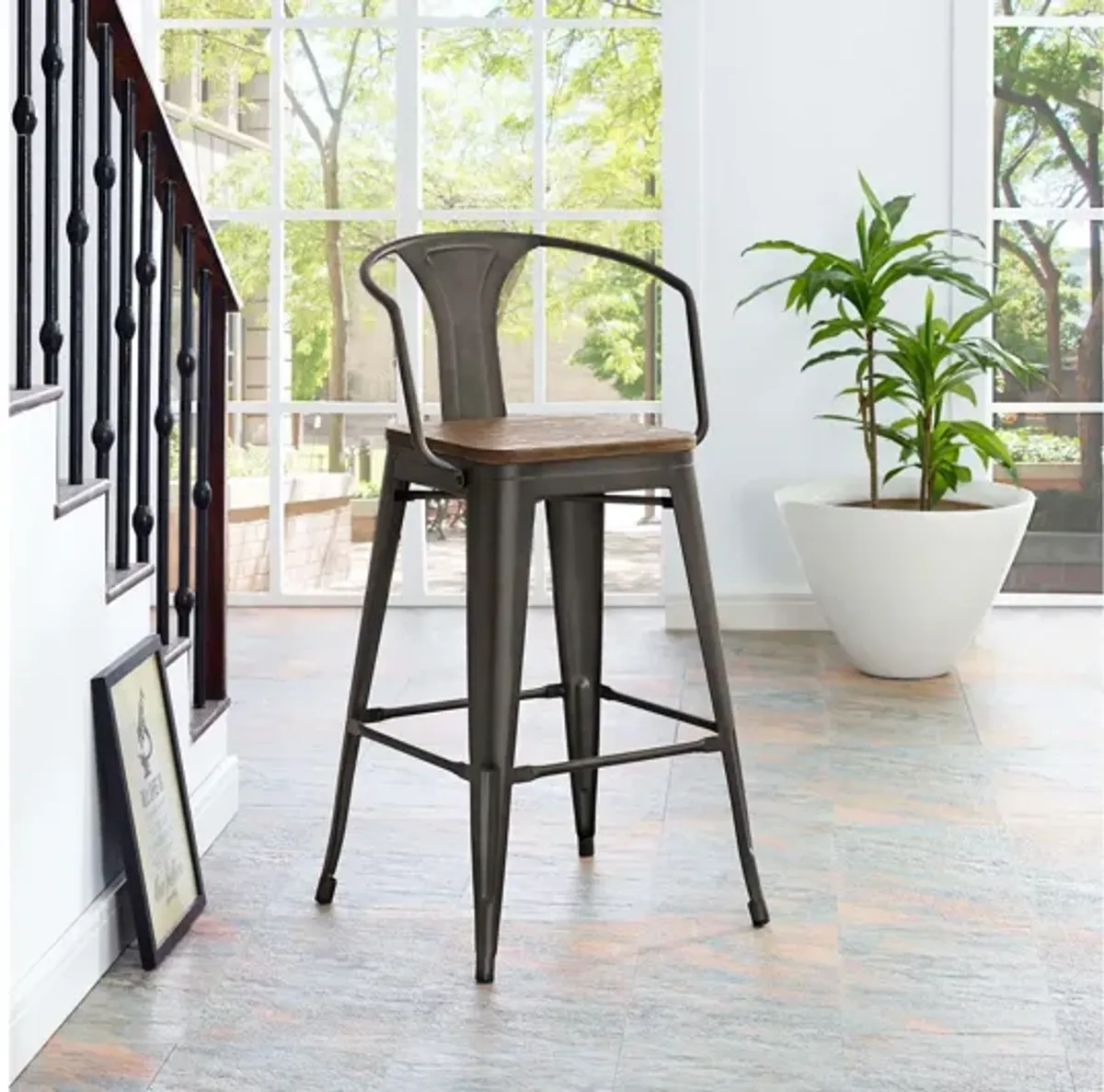 Promenade Low Back Bar Stool in Brown