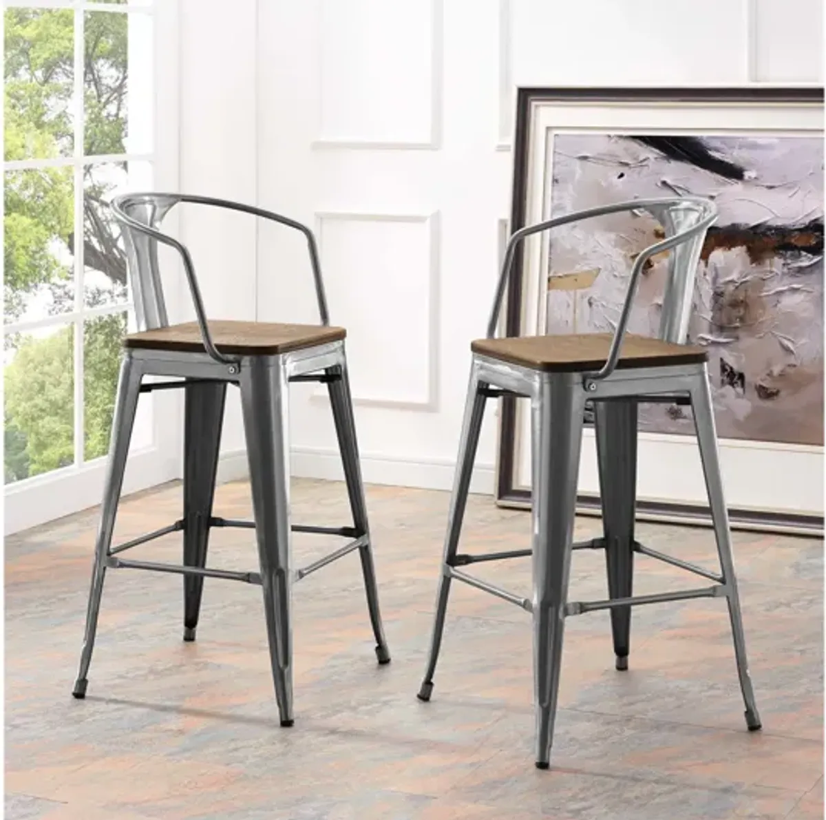 Promenade Low Back Bar Stool in Gunmetal