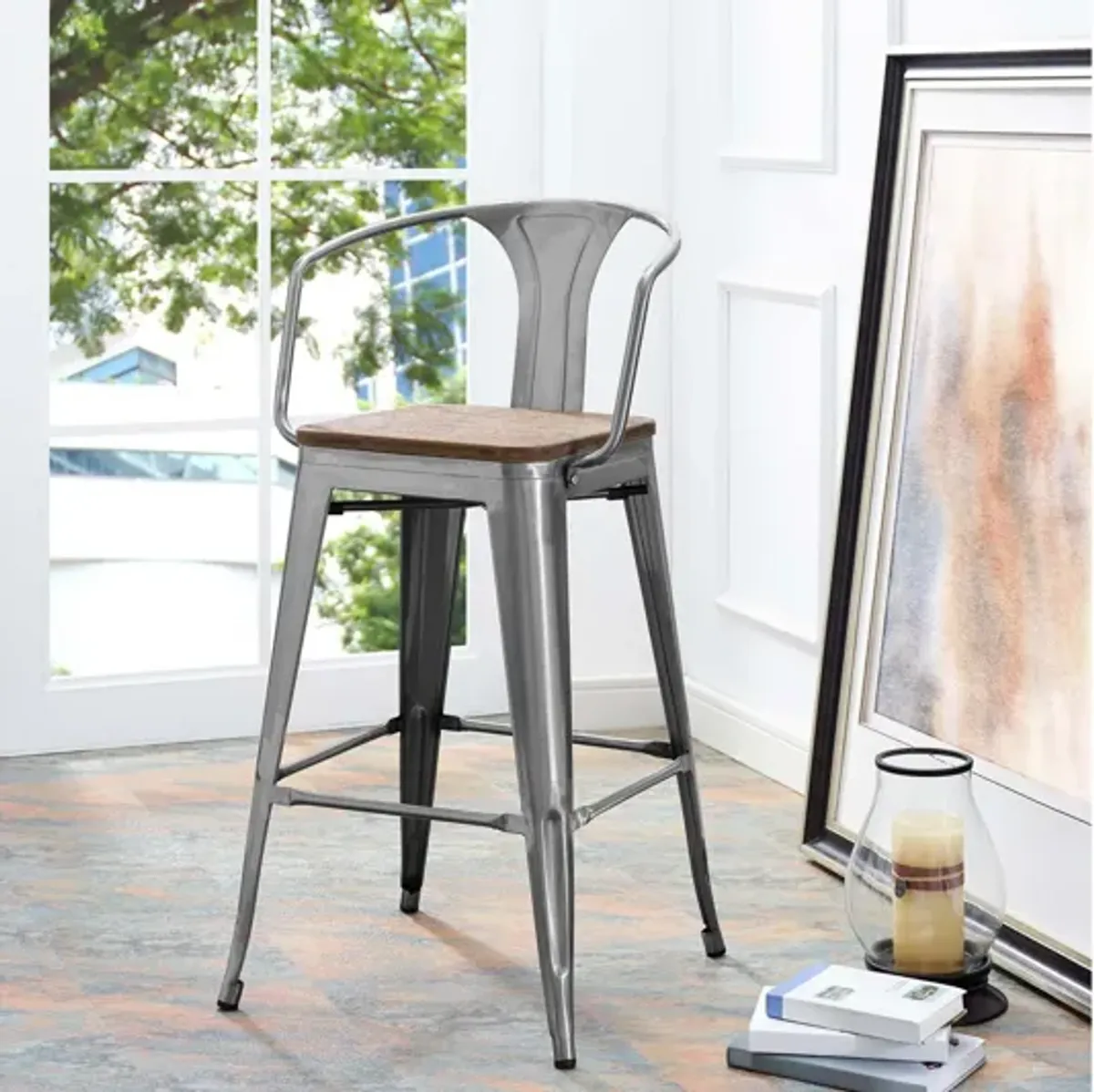 Promenade Low Back Bar Stool in Gunmetal