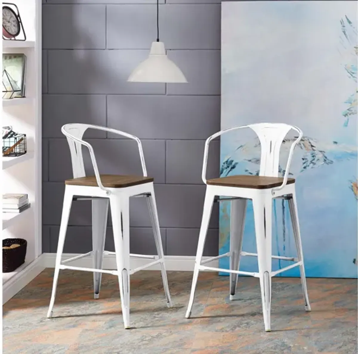 Promenade Low Back Bar Stool in White