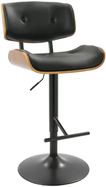Lombardi Mid-Century Modern Adjustable Barstool in Black by LumiSource