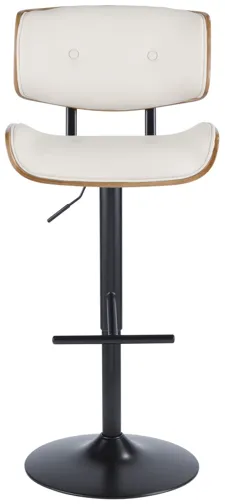 Lombardi Mid-Century Modern Adjustable Barstool in Cream by LumiSource