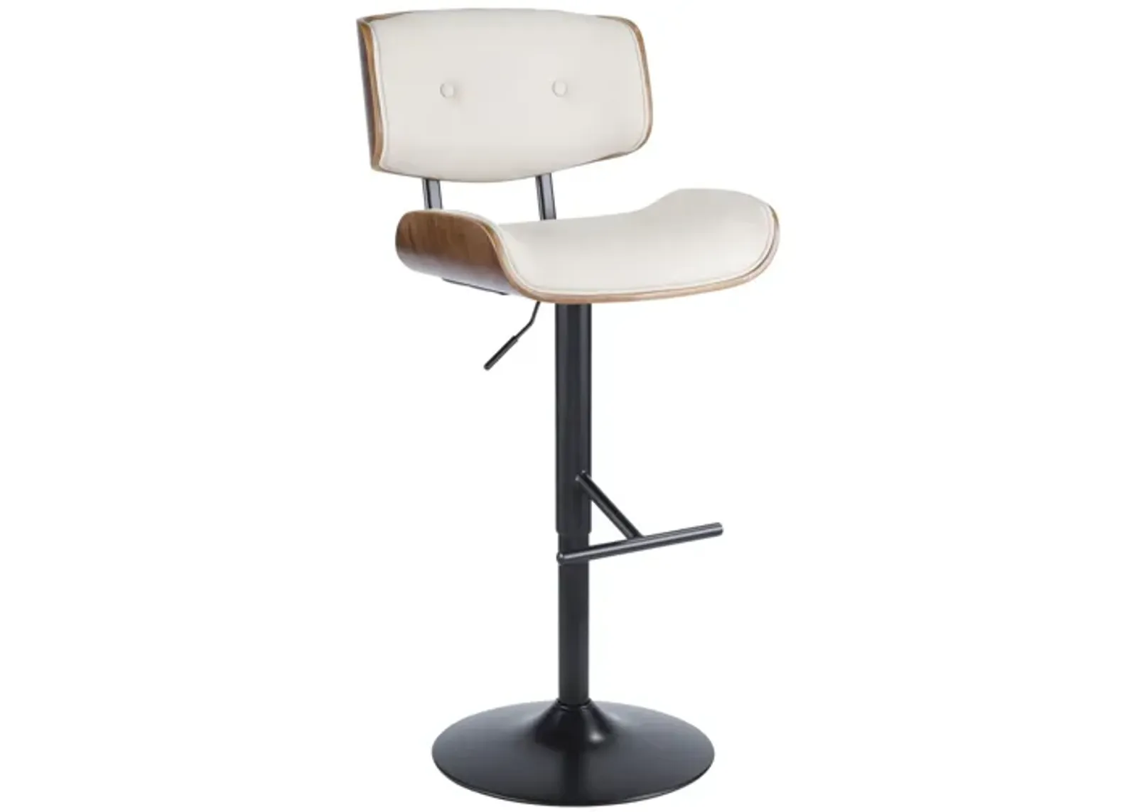 Lombardi Mid-Century Modern Adjustable Barstool in Cream by LumiSource