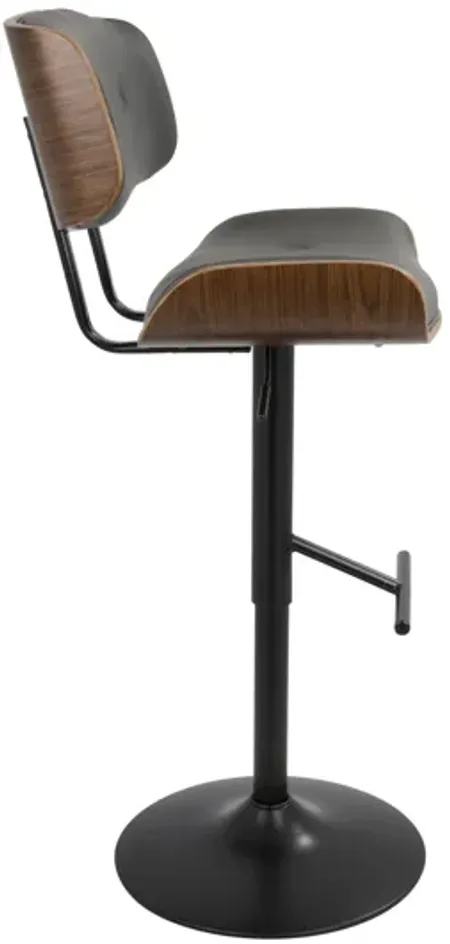 Lombardi Mid-Century Modern Adjustable Barstool in Grey by LumiSource