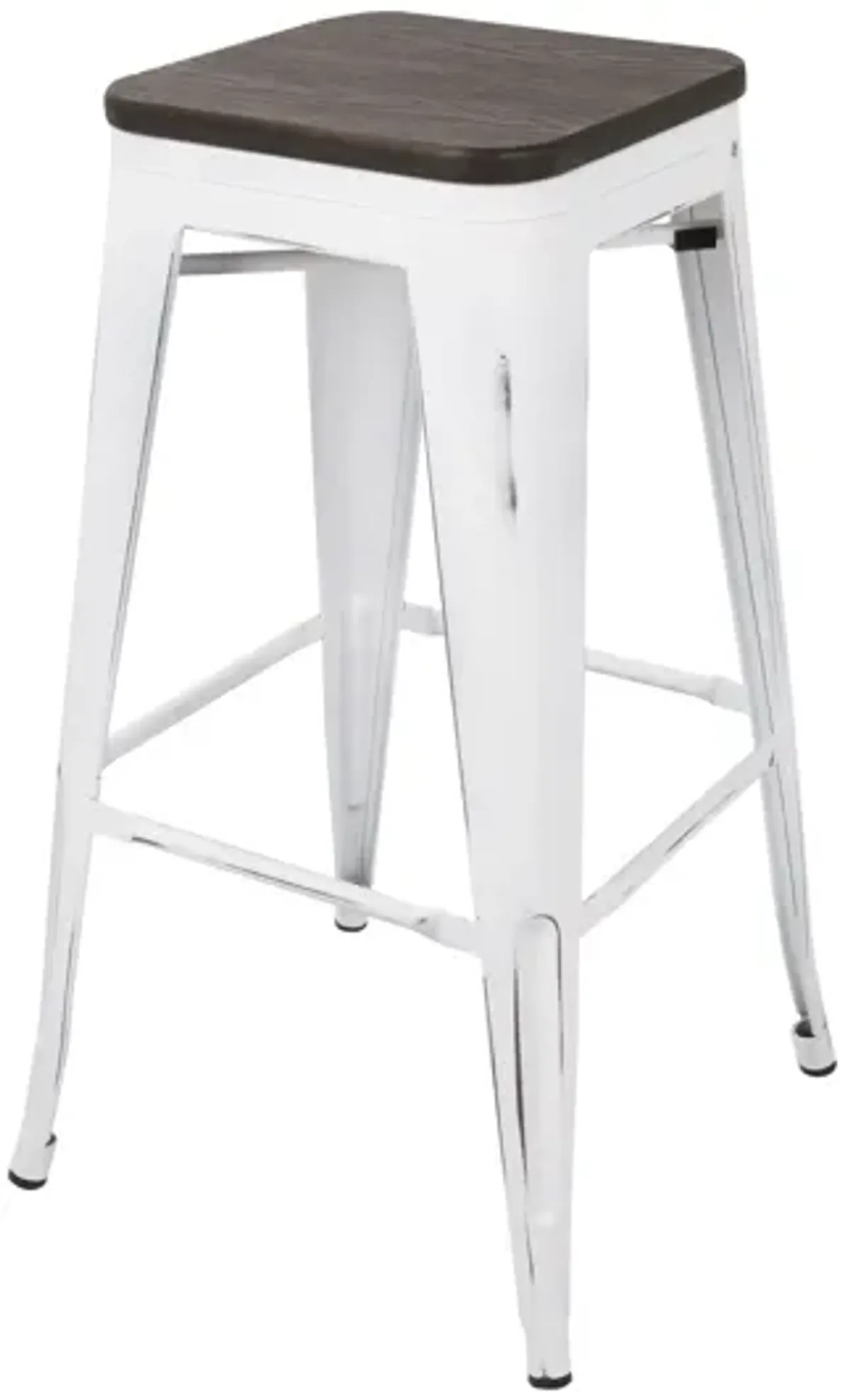 Oregon Industrial Stackable Barstool in Vintage White and Espresso by LumiSource - Set of 2