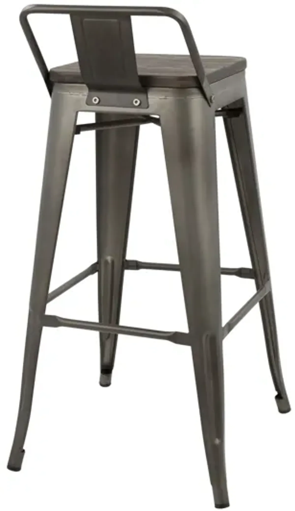 Oregon Industrial Low Back Barstool in Antique and Espresso by LumiSource - Set of 2