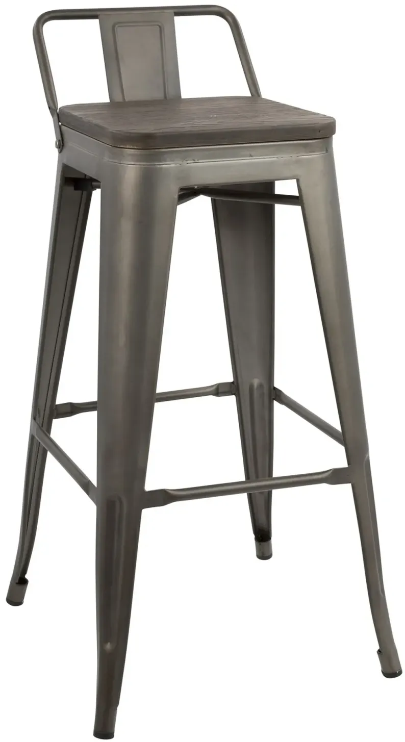 Oregon Industrial Low Back Barstool in Antique and Espresso by LumiSource - Set of 2