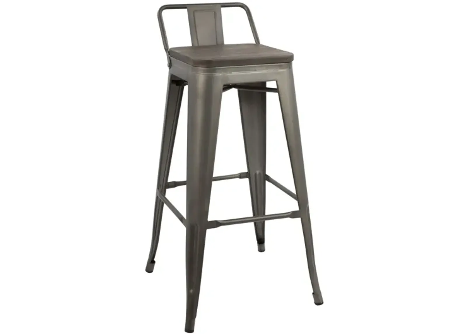 Oregon Industrial Low Back Barstool in Antique and Espresso by LumiSource - Set of 2