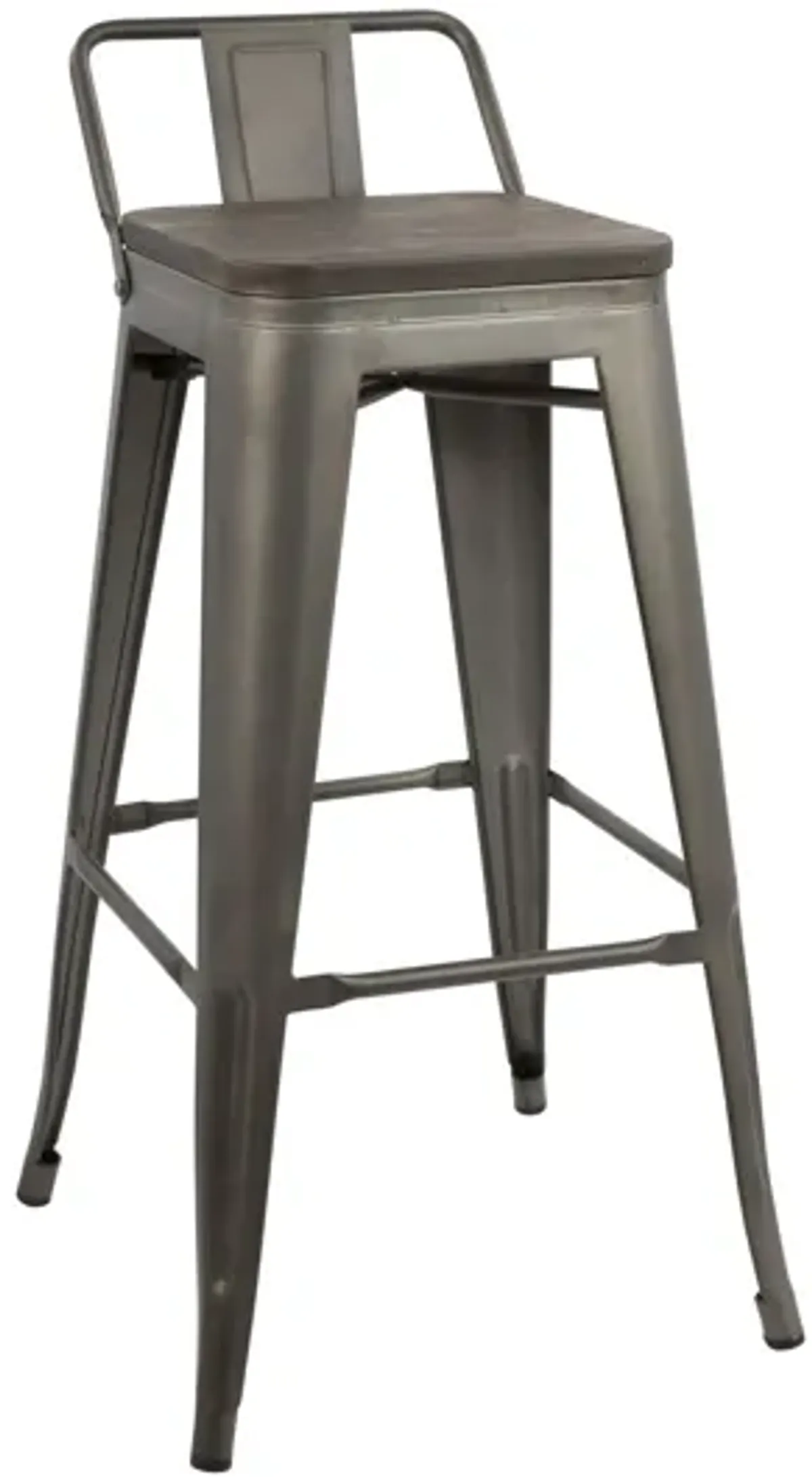 Oregon Industrial Low Back Barstool in Antique and Espresso by LumiSource - Set of 2