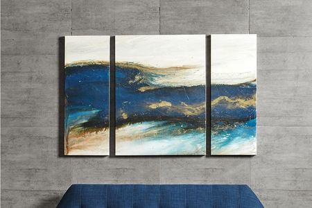 Rolling Waves Gel Coated Canvas - Set of Three by INK+IVY