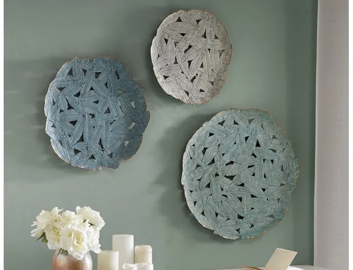 Rossi Blue Iron Painted Wall Decor Set of 3 by Madison Park