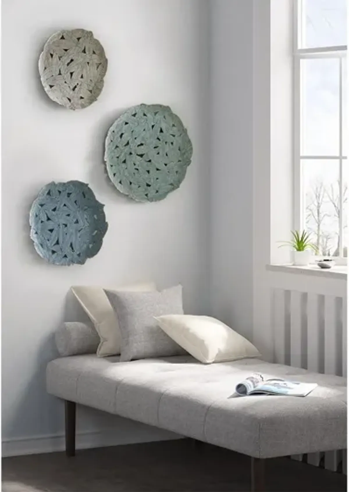 Rossi Blue Iron Painted Wall Decor Set of 3 by Madison Park