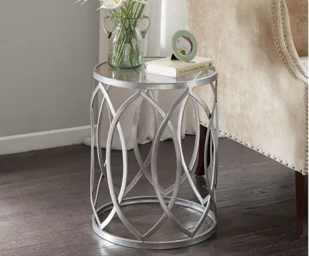 Arlo Metal Eyelet Accent Table in Grey by Madison Park