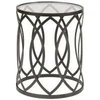 Arlo Metal Eyelet Accent Table in Black by Madison Park