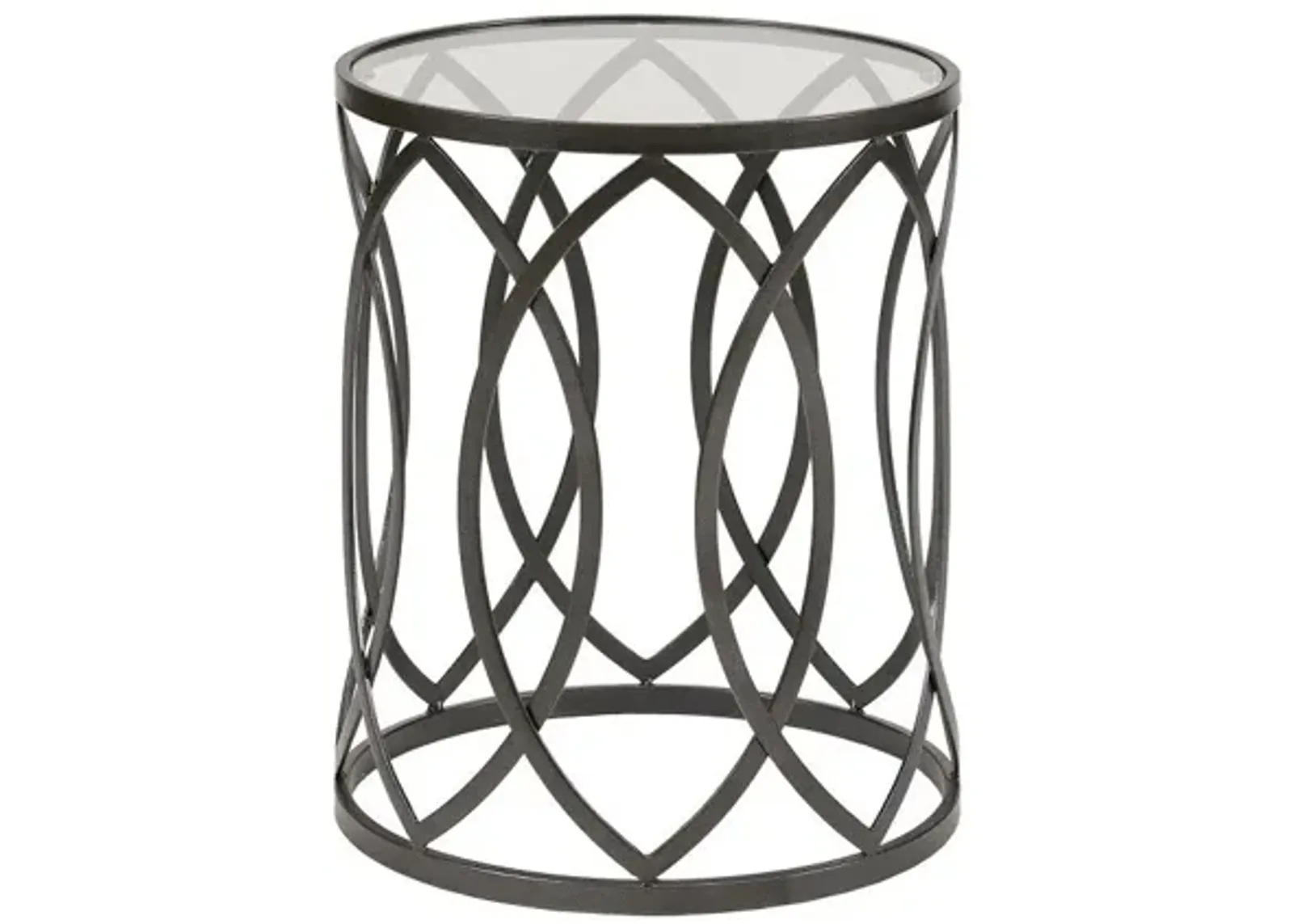 Arlo Metal Eyelet Accent Table in Black by Madison Park